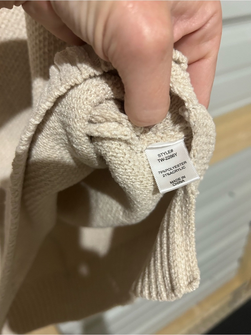 Zenana Small Beige Oversized Raglan Knit Sweater Side Slit Old Money - Picture 7 of 7